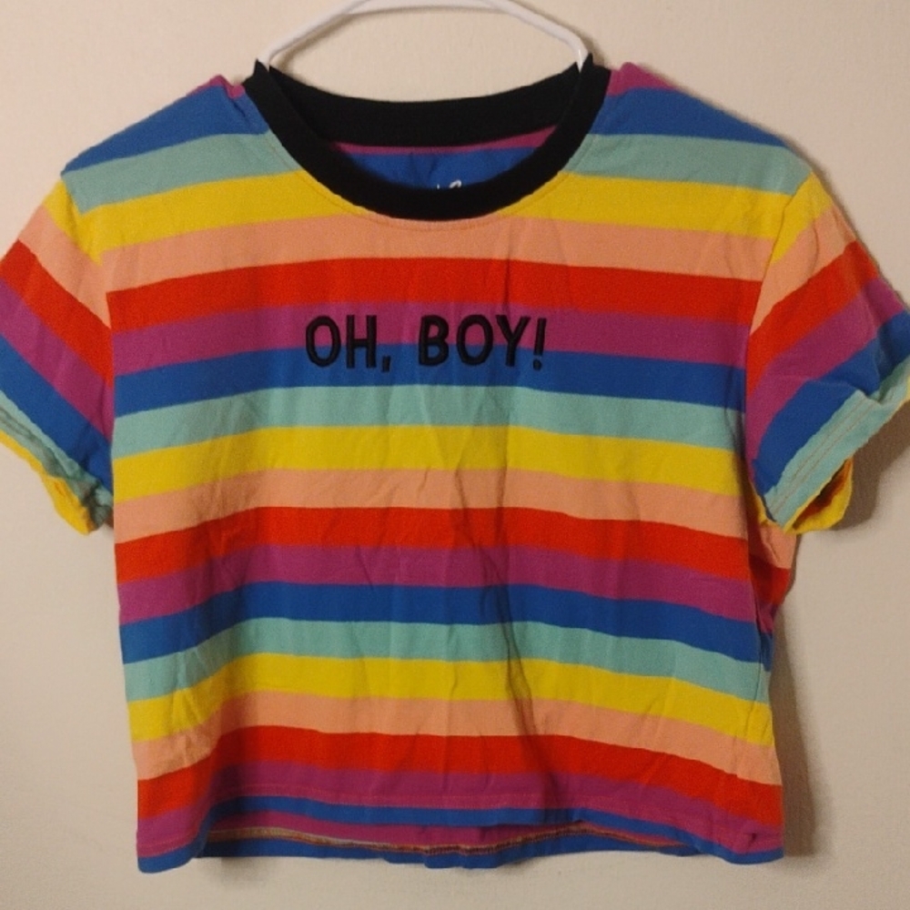 Vibrant Striped Cropped Top Medium